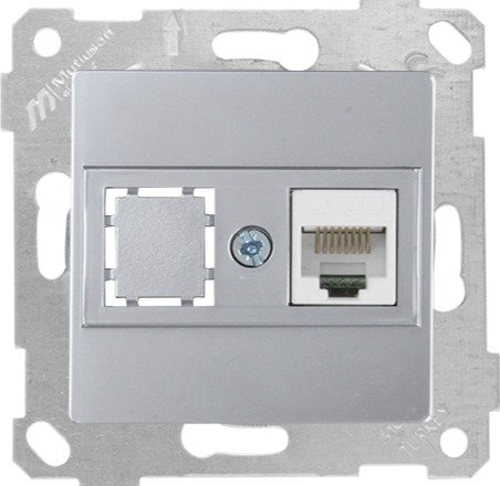 Rita - Розетка 1хRJ-45 кат. 5e UTP, нержавеющая сталь