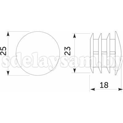 Заглушка трубы d25мм