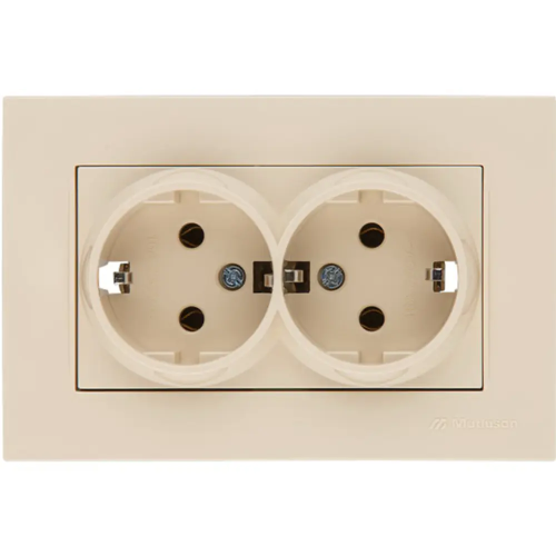 Rita - Розетка двойная 2x2P+E, (в комплекте с рамкой), слоновая кость  2220-202-0202