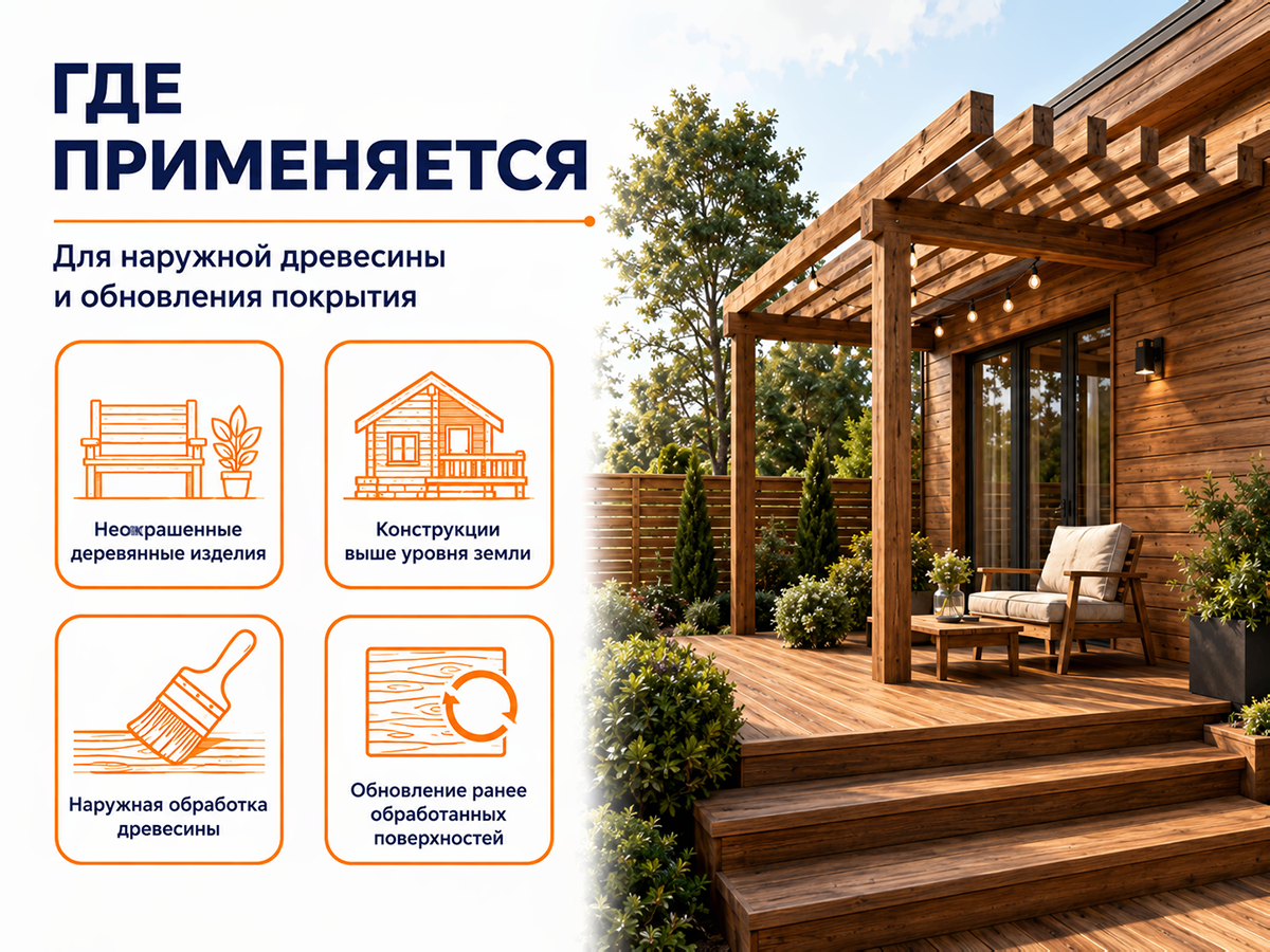 Состав PROFITEX декоративно-защитный для древесины «Бесцветный», 3 л (2,2 кг) фото 4