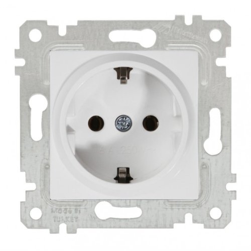 Rita - Розетка 2P+E, защ. шторки, белый  2200-605-0201
