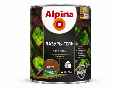 Лазурь-гель Alpina для дерева, орех, 0,75 л
