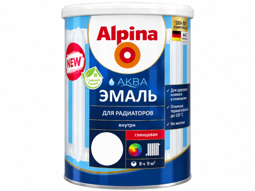 Alpina Aqua эмаль акриловая для радиаторов, 0,9 л / 1,08 кг
