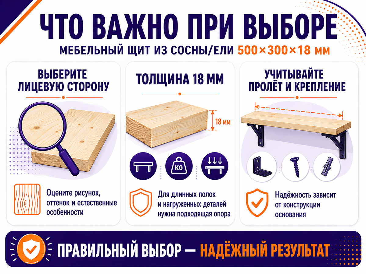 Щит 500*300*18 сосна, РБ купить в Минске по лучшим ценам
