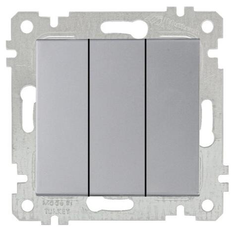 Rita - Выключатель трехклавишный, пруж. зажимы, нерж. сталь  2200-409-0182