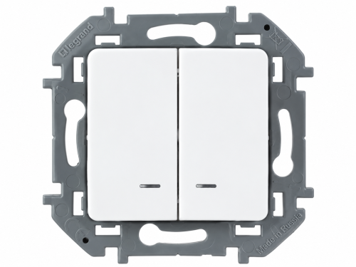 Legrand выключатель двухклавишный с подсветкой Inspiria 673630, белый