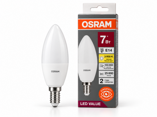 Лампа светодиодная OSRAM LVCLB60, 7 Вт, E14, 3000 К