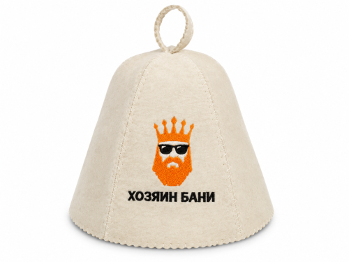 Банные штучки шапка для бани и сауны «Хозяин бани», с вышивкой