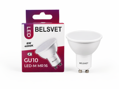 Белсвет лампа светодиодная LED M MR16, 8 Вт, GU10, 4000 K