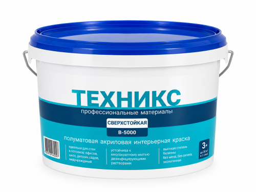 Краска ВД-АК-2 В-5000 Р «Сверхстойкая», белая, 3 кг