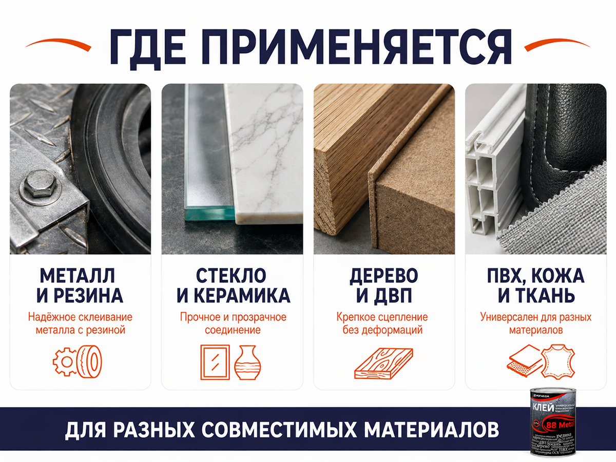 Клей универсальный водостойкий Рогнеда 88-Metal, 0,75 л фото 3