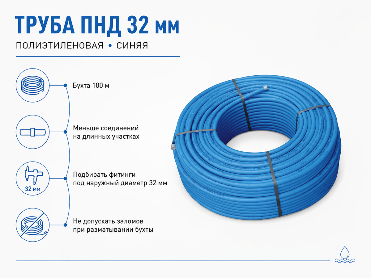 Труба ПЭ AV Engineering ТПЭ32×2/AVE100, ПЭ100 SDR17, 32×2 мм, бухта 100 м
