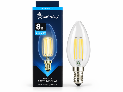 Smartbuy лампа светодиодная FIL C37 SBL-C37F-8-65K-E14, 8 Вт, 6500 К, E14