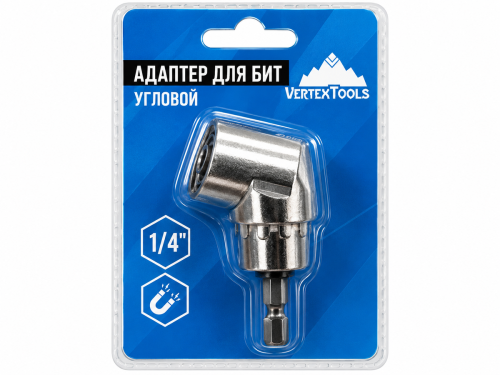 Редуктор угловой для бит VERTEXTOOLS 1/4″, 61 мм, РД-1/4-61