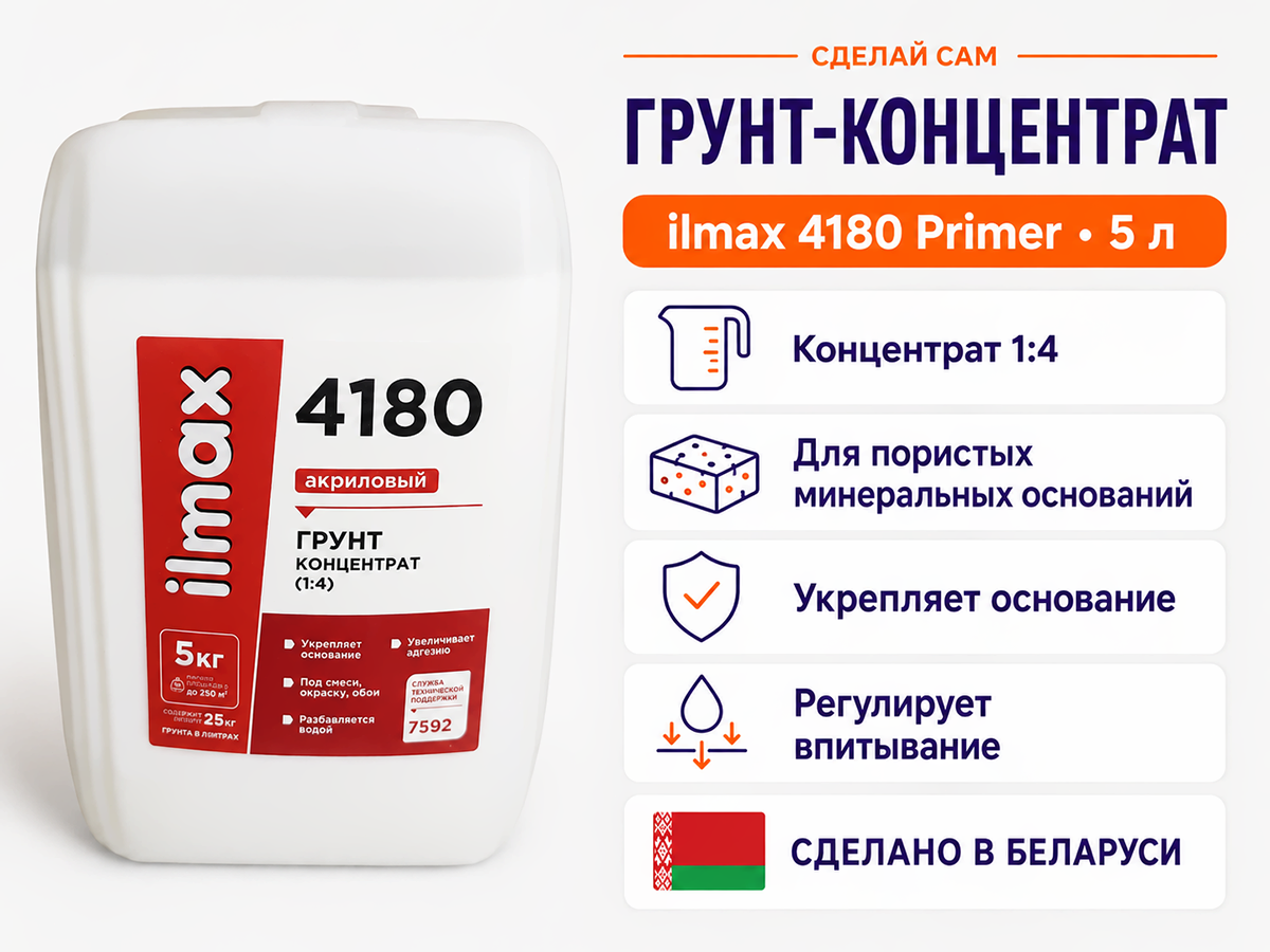 Грунтовка полимерная ilmax 4180 Primer, концентрат, 5 л фото 2