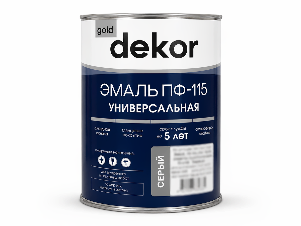 Эмаль ПФ-115 Gold Decor, серая RAL 7005, 0,8 кг