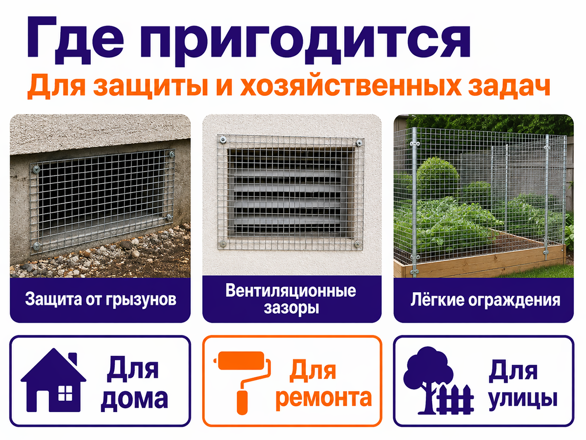 LIHTAR сетка сварная оцинкованная LITAR MINI, 1×5 м, d 0,8 мм, ячейка 19 мм фото 3