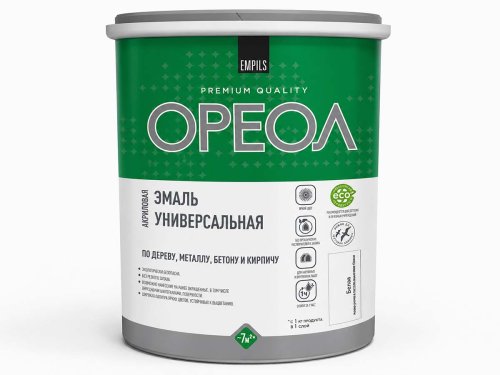 Эмаль акриловая ОРЕОЛ Premium Quality универсальная, белая глянцевая, 1 кг