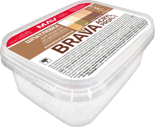 MAV BRAVA ACRYL PROFI-1 шпатлёвка для древесины, белая, 0,28 л / 0,3 кг