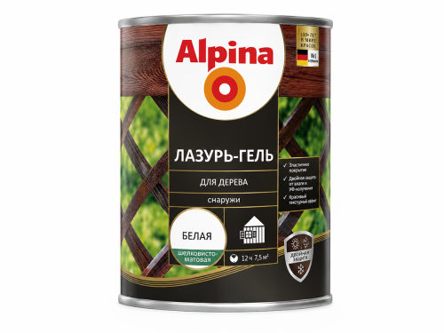 Лазурь-гель Alpina для дерева, белая, 0,75 л