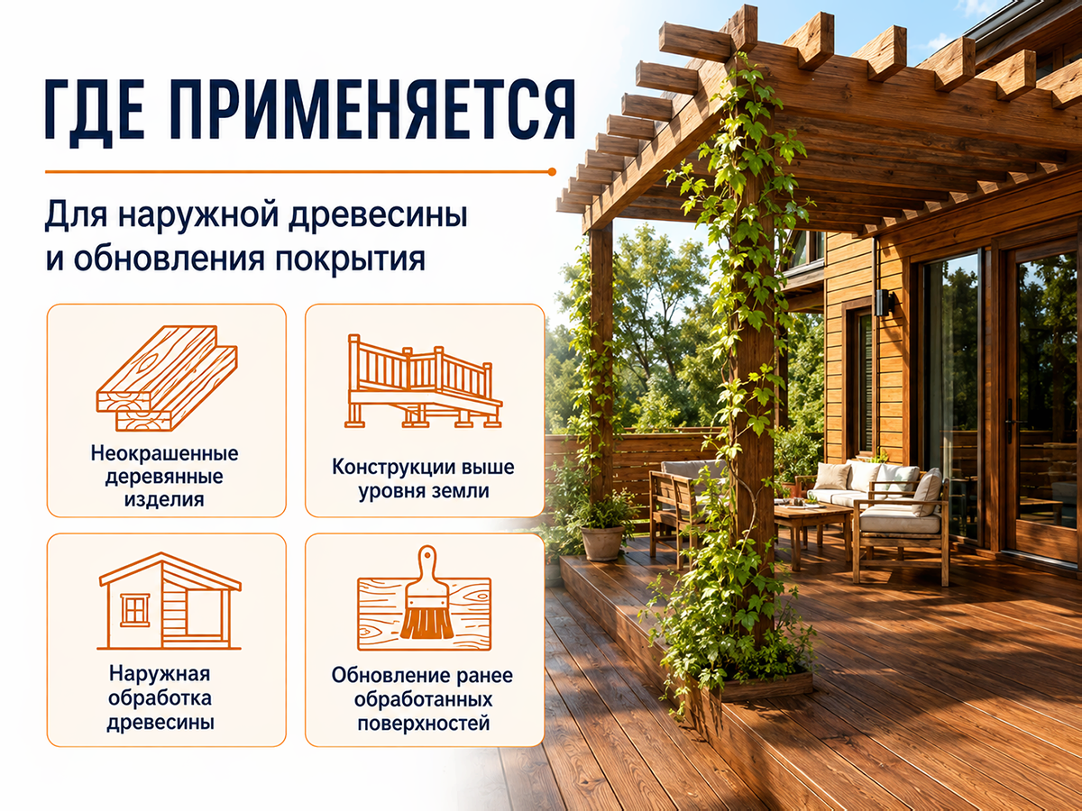Состав PROFITEX декоративно-защитный для древесины «Грецкий орех», 3 л (2,2 кг) фото 4