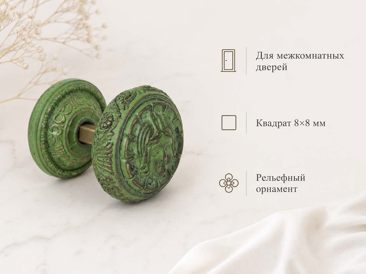 Дверная ручка-кноб MANZZARO ART 300 AG, античная бронза green