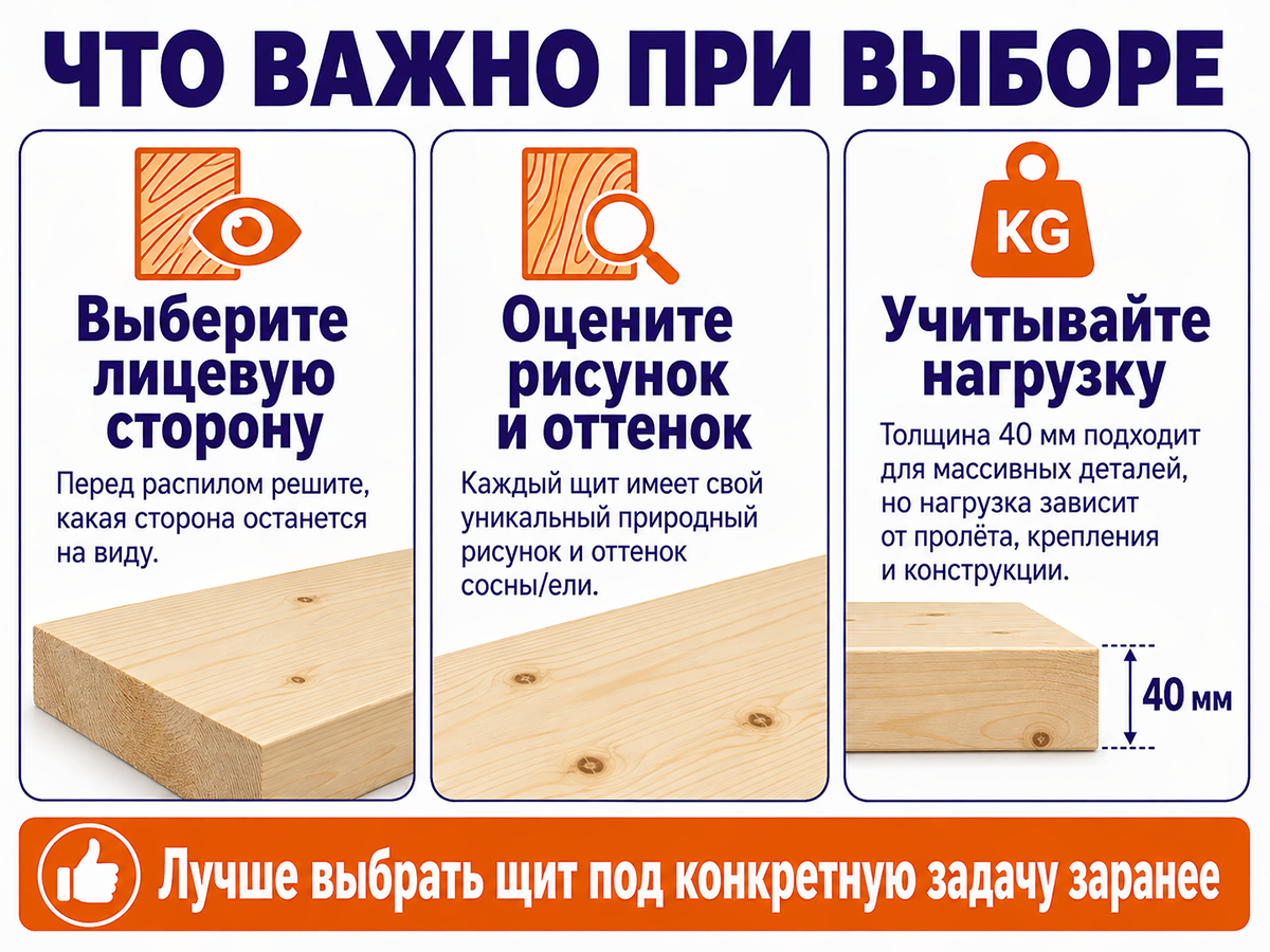 Мебельный щит из хвойных пород, 800×300×40 мм, сорт 1/2 фото 4