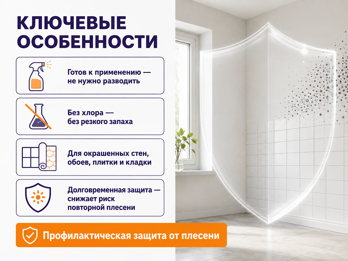 Средство для защиты от плесени Glutoclean, 750 мл фото 2