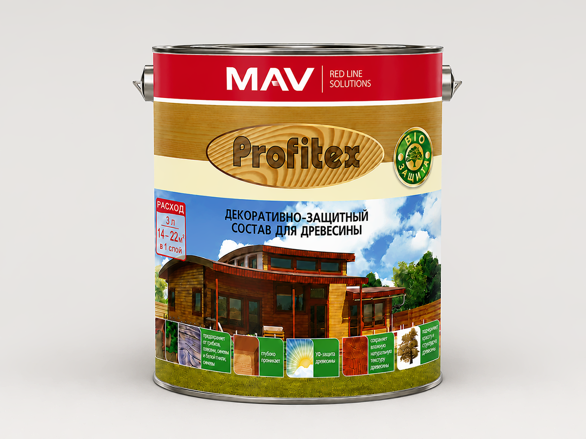 Состав PROFITEX декоративно-защитный для древесины «Сосна», 3 л (2,2 кг)