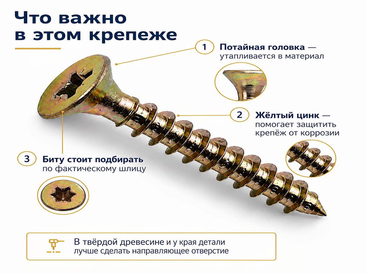 Шуруп универсальный 4,0*20 жёлтый цинк (50шт/уп.) 