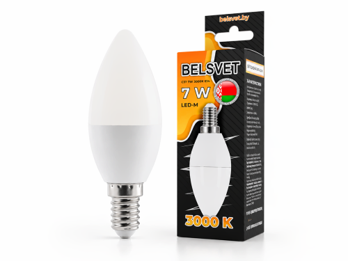 Белсвет лампа светодиодная LED M C37, 7 Вт, E14, 3000 K