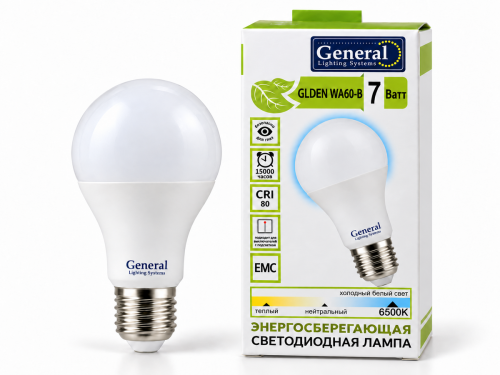 Лампа светодиодная General GLDEN WA60-B, 7 Вт, E27, 6500 К