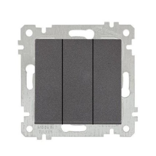 Rita - Выключатель трехклавишный, пруж. зажимы, дымчатый  2200-409-0195