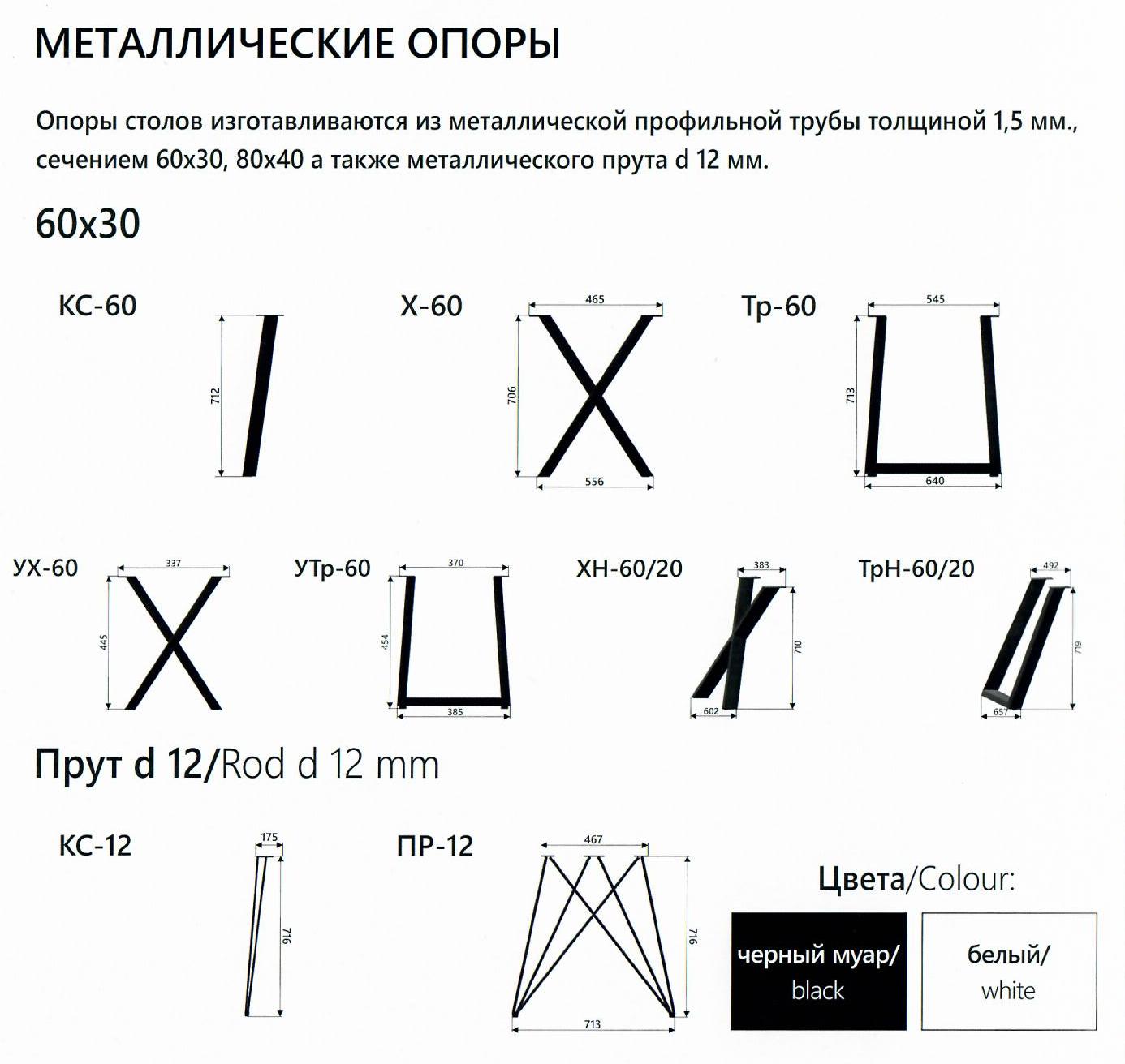 Опора металлическая ТрН-60/20 черный полимер