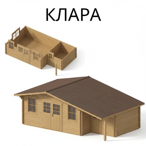 Садовый домик Клара 7х4 толщина 44 мм (готовая комплектация)