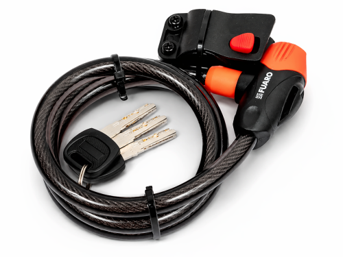 Замок тросовый FUARO PL-BIKE-12100-KEY, 12×1000 мм, 3 ключа