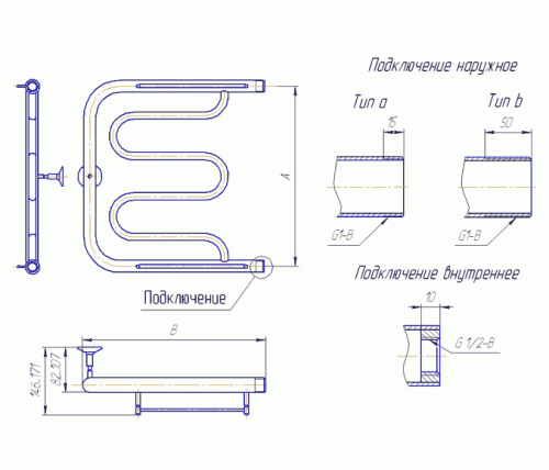 Полотенцесушитель Foxtrot plus. ПМ.1. 50Х50 (1")