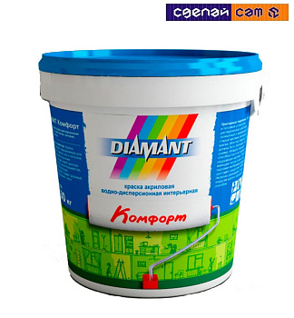 Краска акриловая в/д белая Diamant Комфорт 0,9л