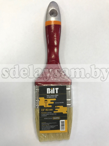 Кисть плоская ЕВРО, натуральный ворс,  4/100 мм //BILT  8900