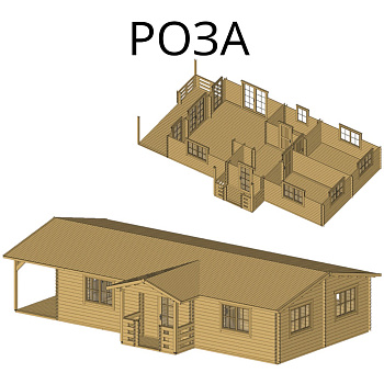 Садовый домик Роза 12,5х7,1 толщина 44 мм (готовая комплектация)