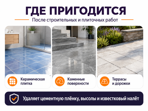Удалитель цементных остатков Glutoclean, концентрат, 1 л фото 3