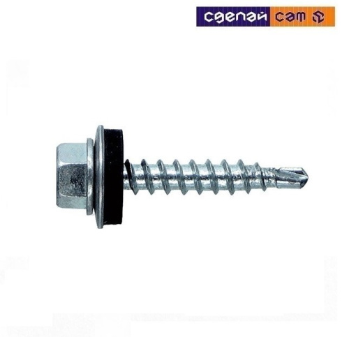 Саморез кровельный  5,5х76 сверло, цинк, с резиновой прокладкой