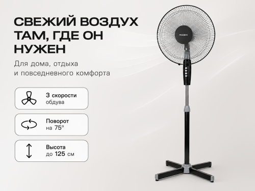 Напольный вентилятор RAGEX R1205-000, чёрный