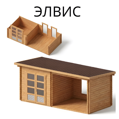 Садовый домик Элвис 2.7х5.8 толщина 34 мм (готовая комплектация)