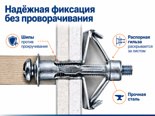 STARFIX дюбель металлический для пустотелых конструкций 6×65 мм фото 4