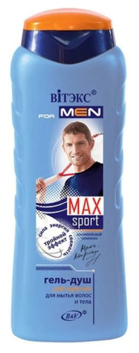 FOR MEN MAX  Sport ГЕЛЬ-ДУШ для мытья волос и тела,.400 мл.