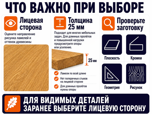 Мебельный щит из дуба цельноламельный, 1000×600×25 мм, сорт ВС фото 4