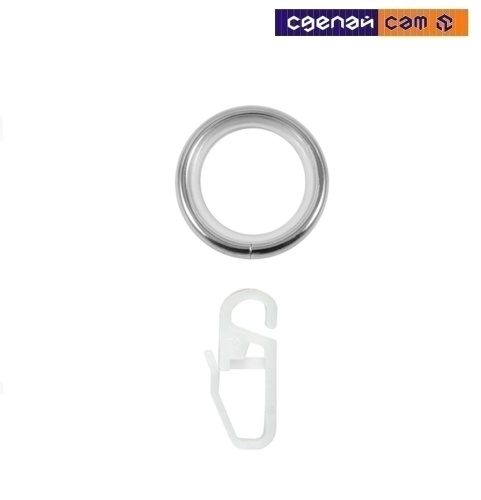 Кольцо D16 Бесшумное с крючком Сатин (уп 10шт)