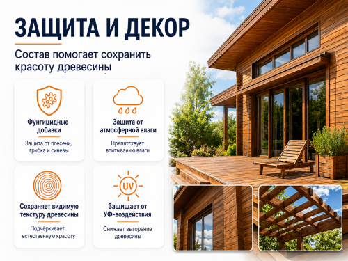 Состав PROFITEX декоративно-защитный для древесины «Грецкий орех», 3 л (2,2 кг) фото 3