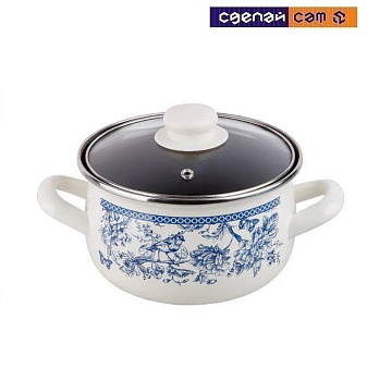 Кастрюля стальная эмалированная, 3.8 л, серия Мон Жардин, PERFECTO LINEA